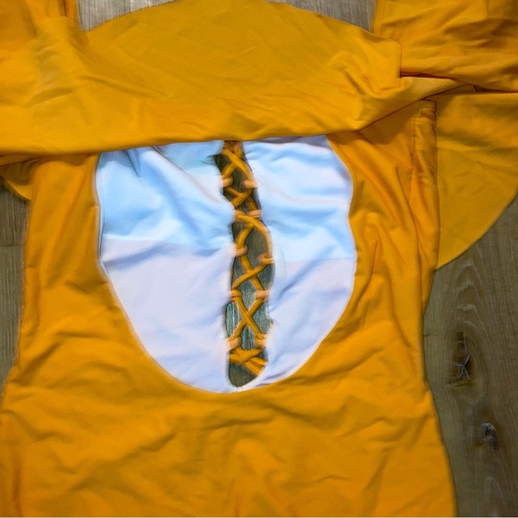 Women's Yellow Off Shoulder Ruffle One Piece Swimsuit Bodysuit Size XXL - Picture 7 of 12